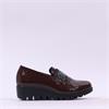 Wonders Sparkle Stud Band Wedge Shoe - Brown Patent